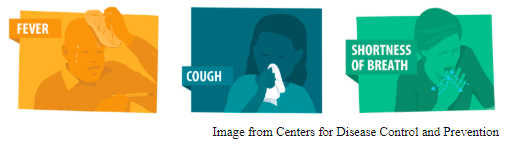 Symptoms of COVID-19, the respiratory illness caused by SARS-CoV-2.